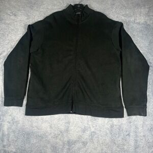 Polo Ralph Lauren Mens Full Zip Sweatshirt Black Mock Neck Cotton Blend Large